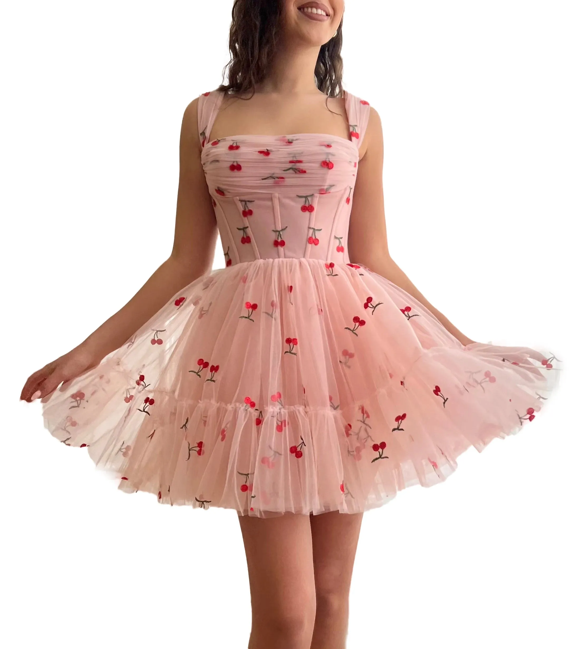 Tulle Mini Short Homecoming Dresses V-Neck Prom Dress 2024 Sweet Cute Formal Cocktail Dress Sleeveless Backless Ball Gowns