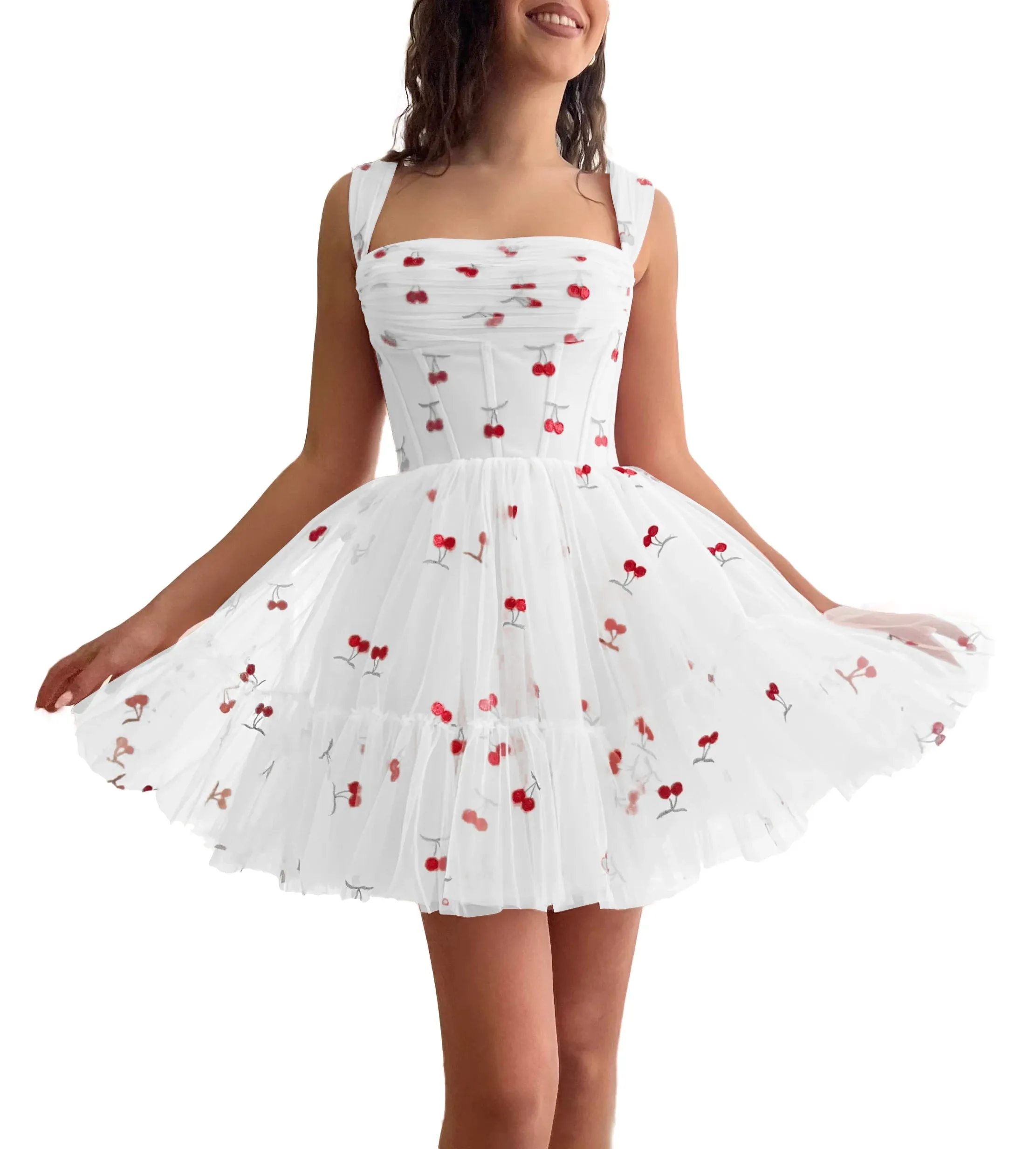 Tulle Mini Short Homecoming Dresses V-Neck Prom Dress 2024 Sweet Cute Formal Cocktail Dress Sleeveless Backless Ball Gowns