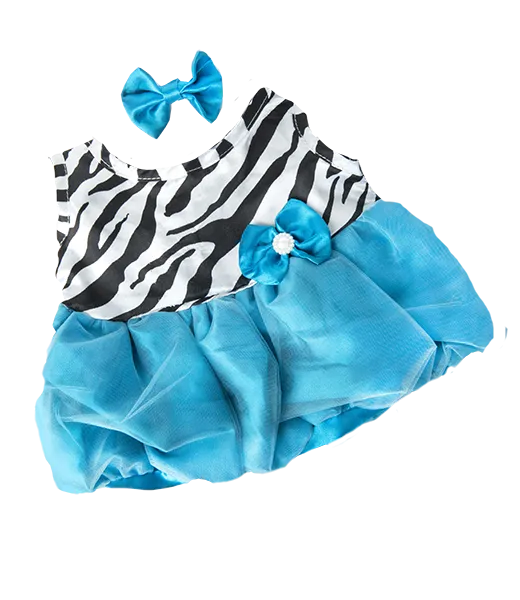 Turquoise Zebra Dress W/ Bow