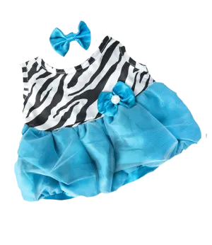 Turquoise Zebra Dress W/ Bow
