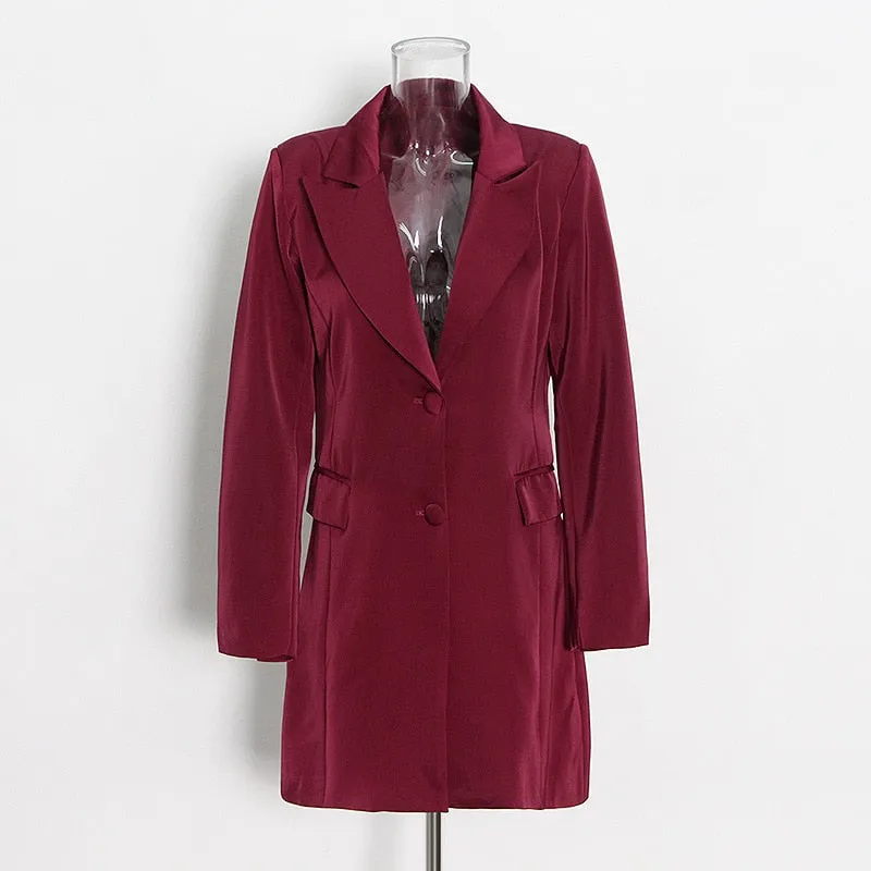 Unique Fashion Medium Long Suit Blazer Jacket Dress