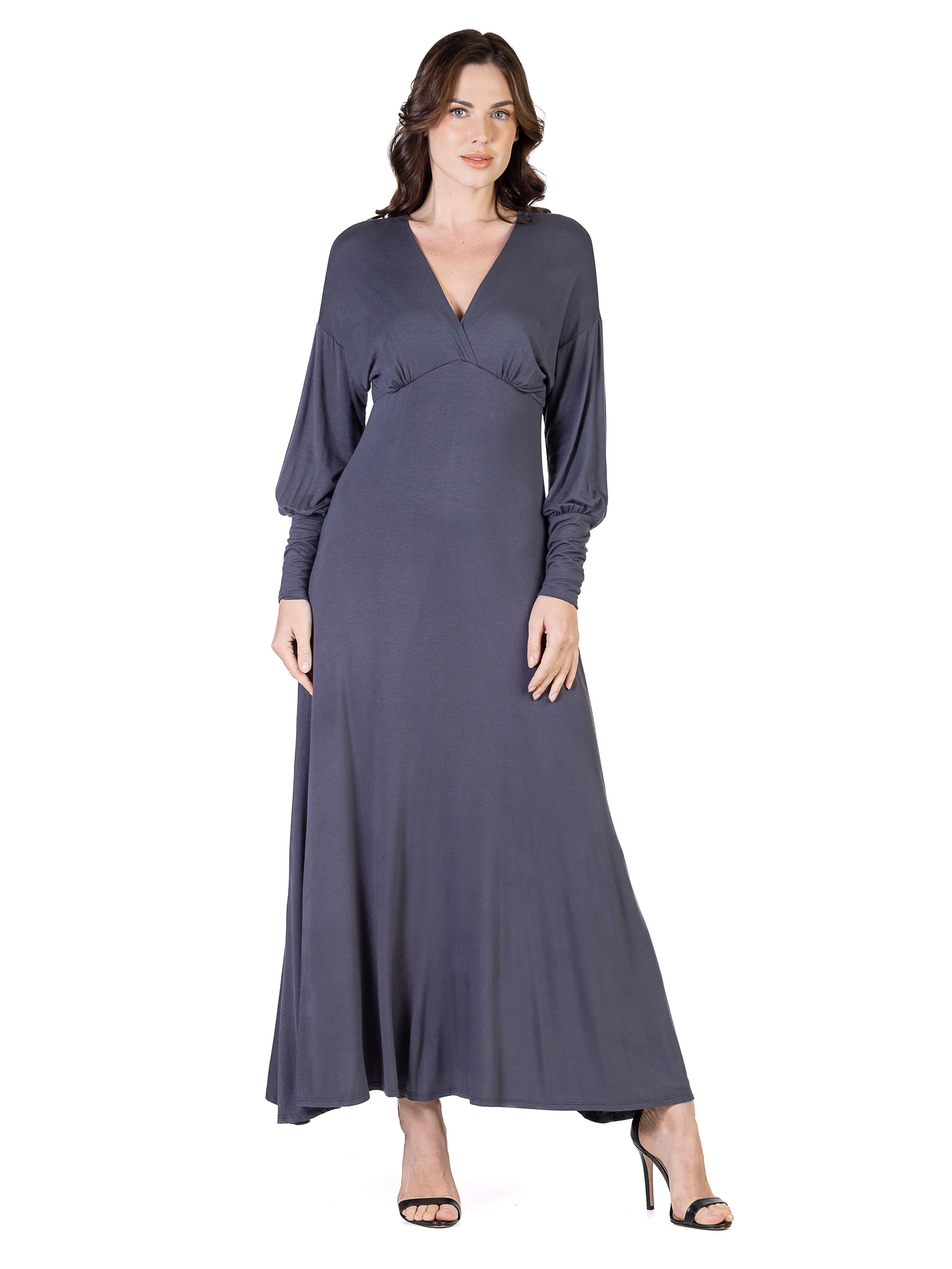 V-Neck Long Sleeve Maxi Dress