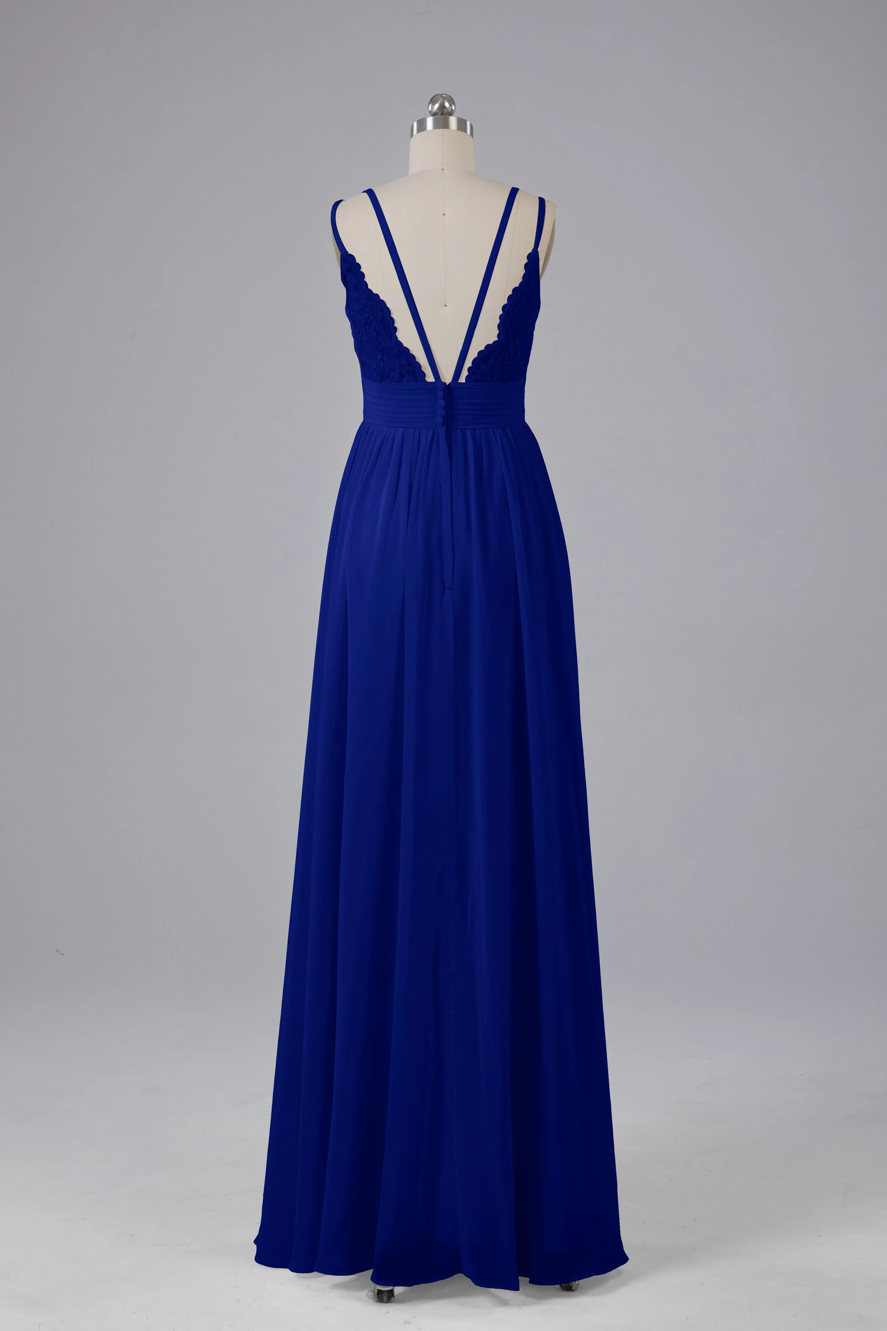 V-Neck Spaghetti Straps Long Bridesmaid Dresses