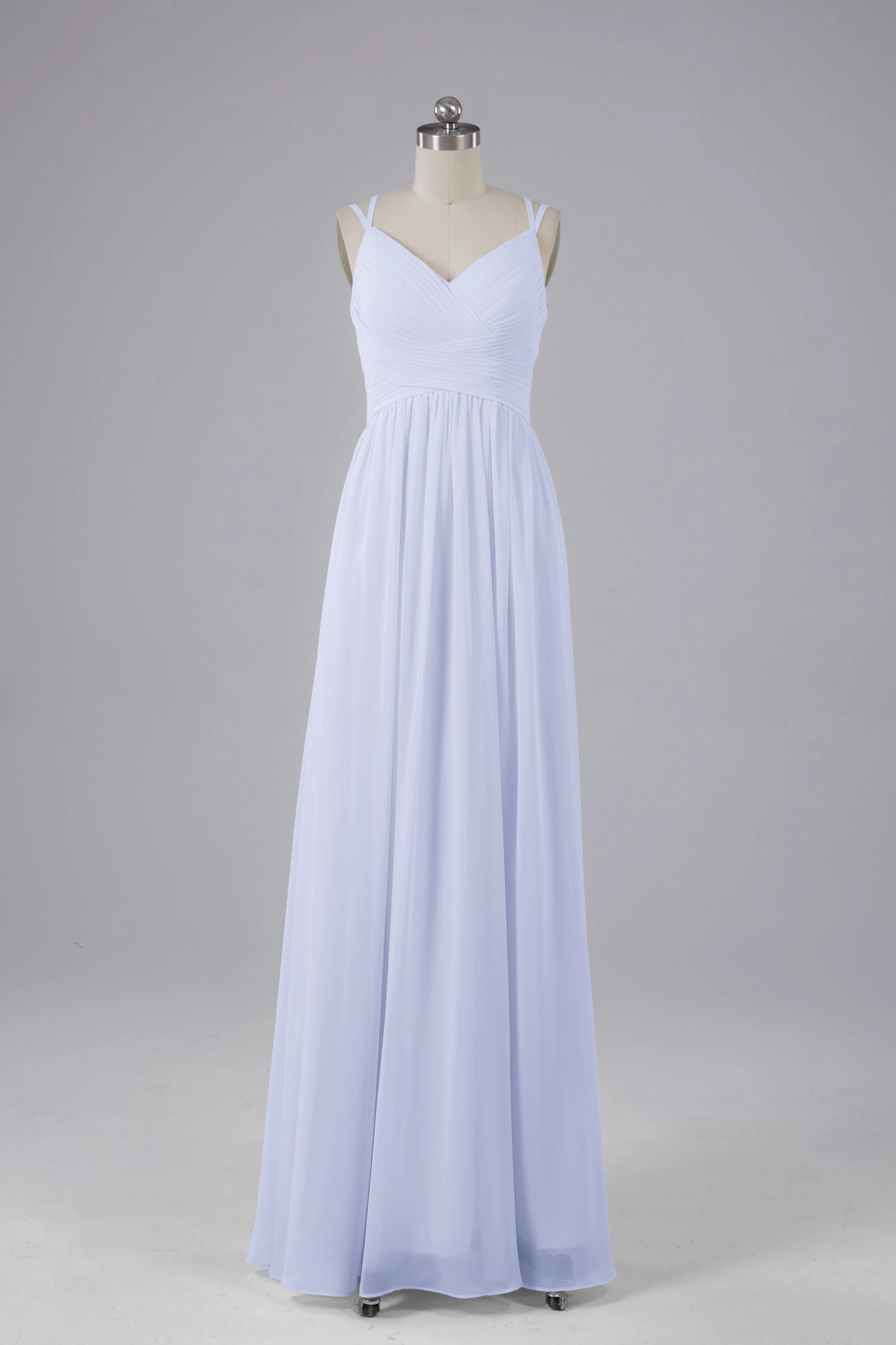 V-Neck Spaghetti Straps Long Bridesmaid Dresses