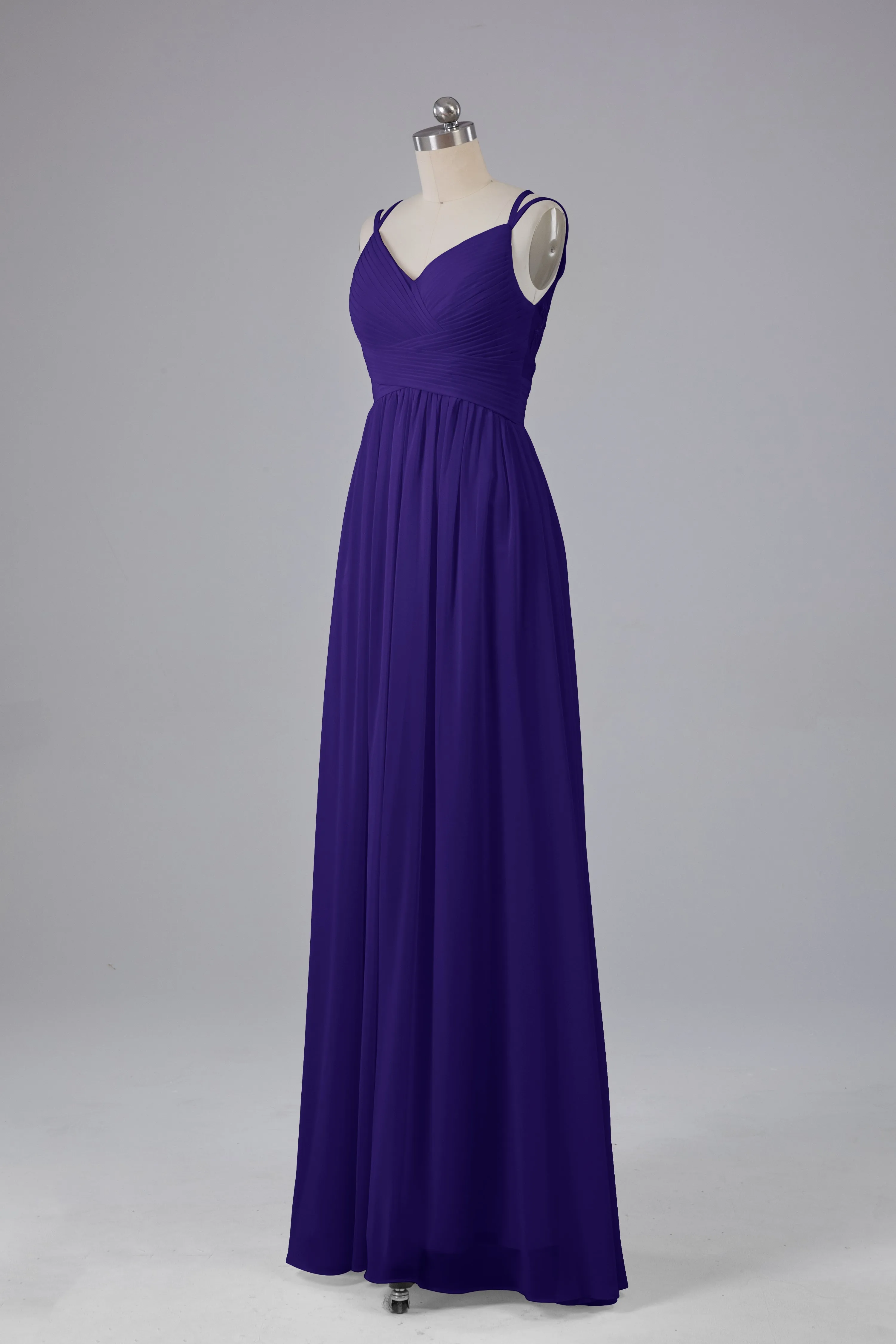 V-Neck Spaghetti Straps Long Bridesmaid Dresses
