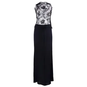 Valentino Boutique 1990's Black Silk Georgette & Chantilly Lace Three Piece Evening Ensemble