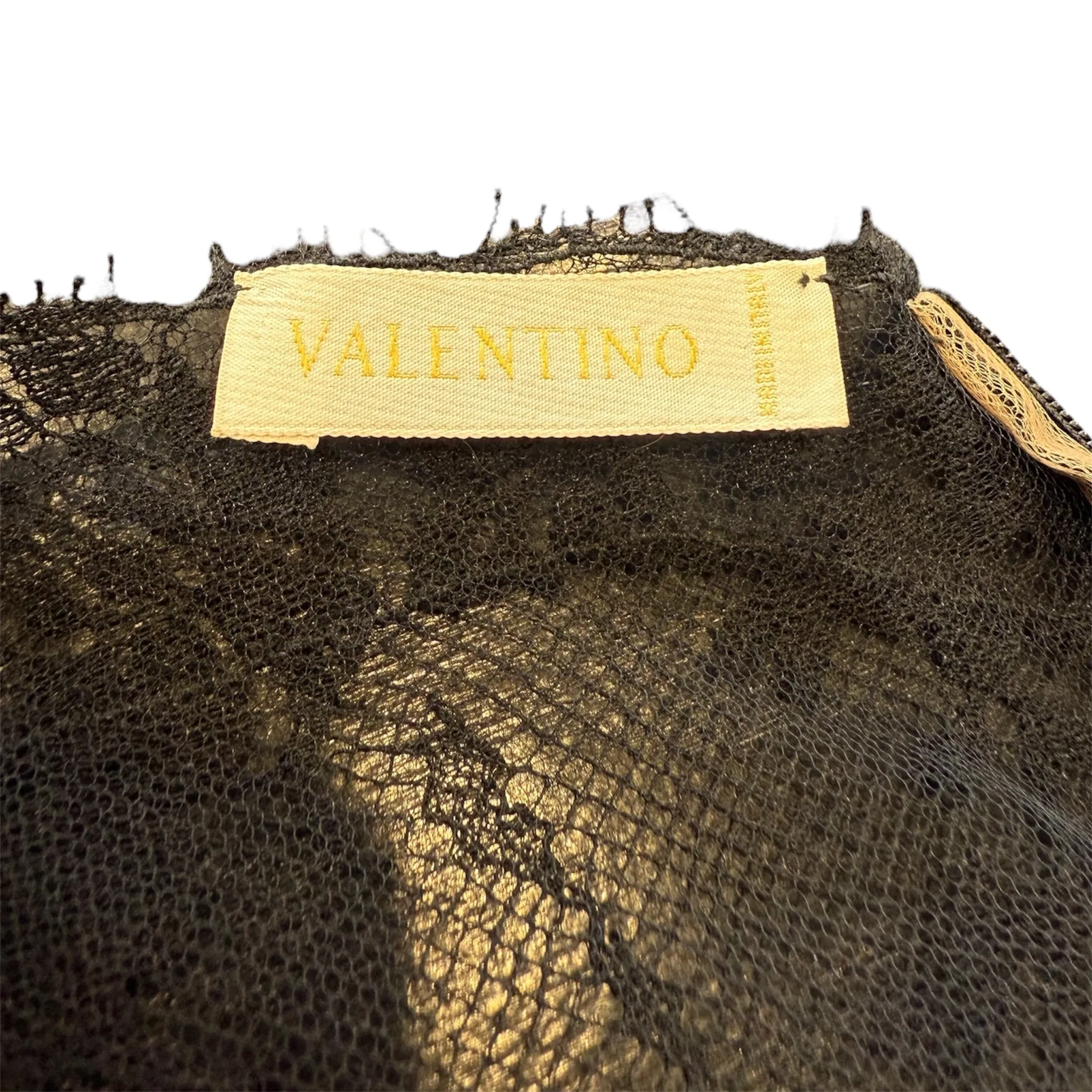 Valentino Boutique 1990's Black Silk Georgette & Chantilly Lace Three Piece Evening Ensemble