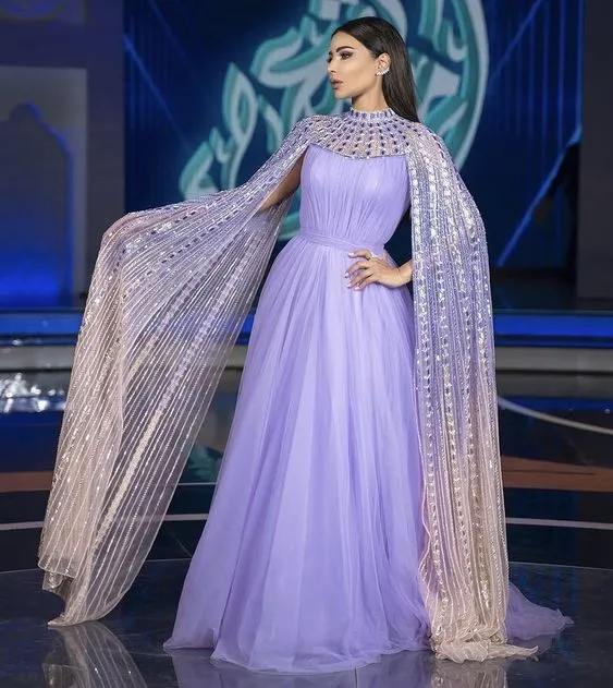 vestidos de noche purple prom dresses crystals high neck tulle elegant beaded luxury prom gown robe de soiree