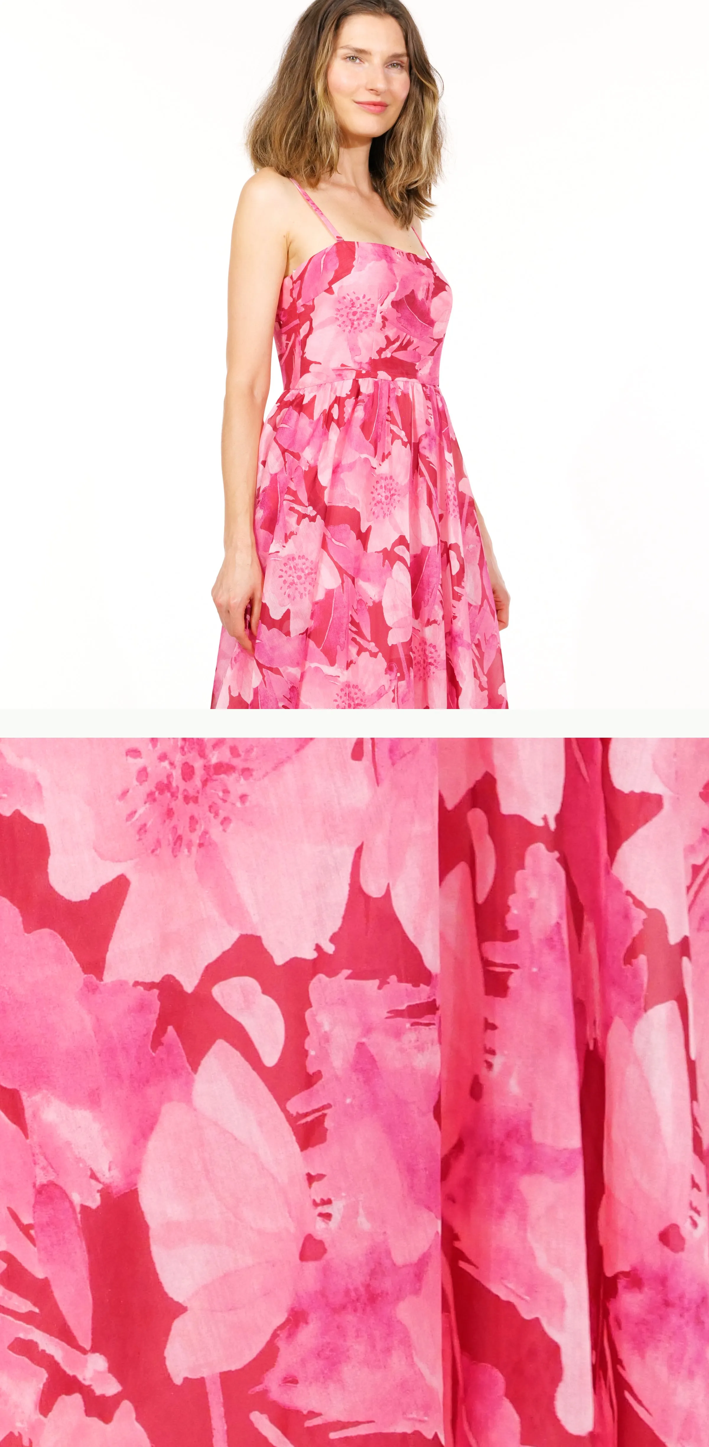 Vibrant Fuchsia Floral Silk Organza Gown