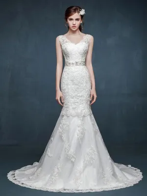 Vintage Inspired Mermaid Lace Wedding Dress