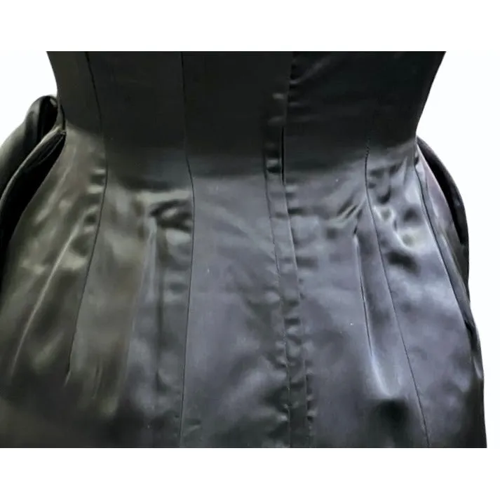 VTG GiGi Young Wiggle Dress LBD 1950s MCM Black Rayon Satin Small Cocktail Evening