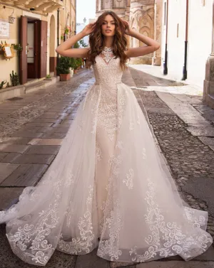 Wedding Dresses With Beading Crystal Removable Train