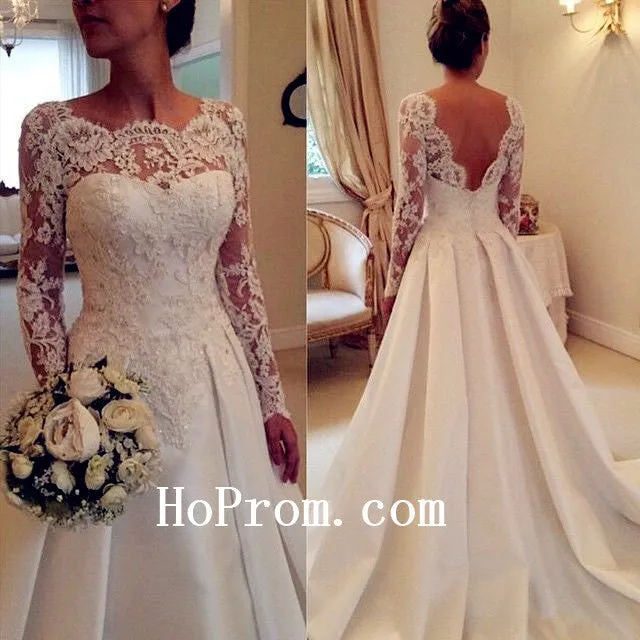 White Lace Prom Dresses,Long Sleeve Prom Dress,Wedding Dress