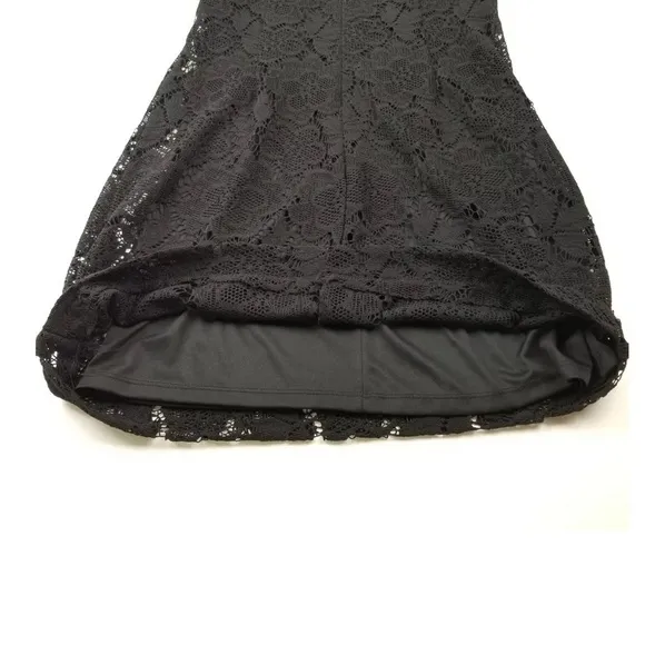 Women’s Black Crochet Eyelet Lace Sleeveless Work Cocktail Dress