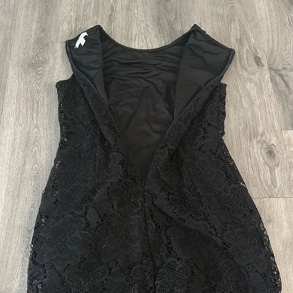 Women’s Black Crochet Eyelet Lace Sleeveless Work Cocktail Dress