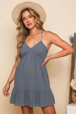 Woven Back detail Mini Dress